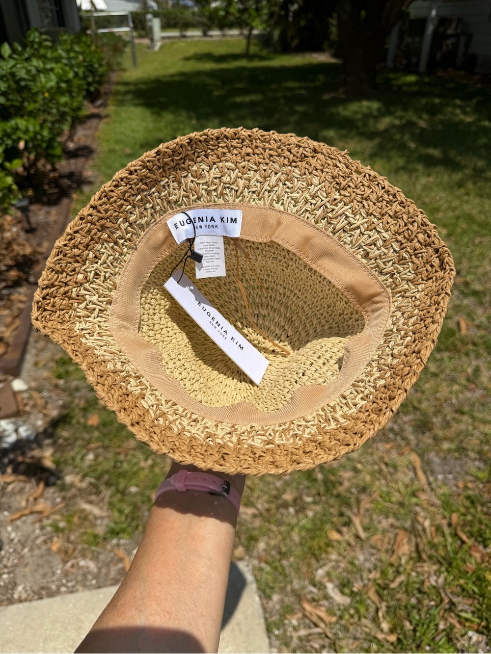 EUGENIA KIM Straw Two-Tone Crochet Bucket Hat - Picture 13 of 16